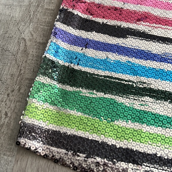 Body Central Rainbow Striped Sequin Relaxed Fit Top - Size Small - Picture 7 of 12